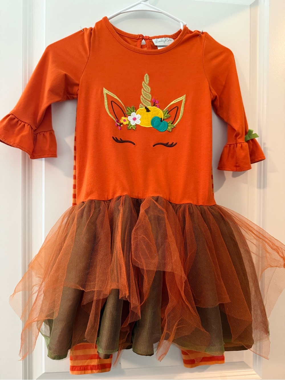 Emily Rose Orange Pumpkin Unicorn Layered Tutu Set